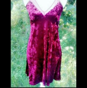 BOGO!  Burgundy Crushed Velvet Skater Dress sz M